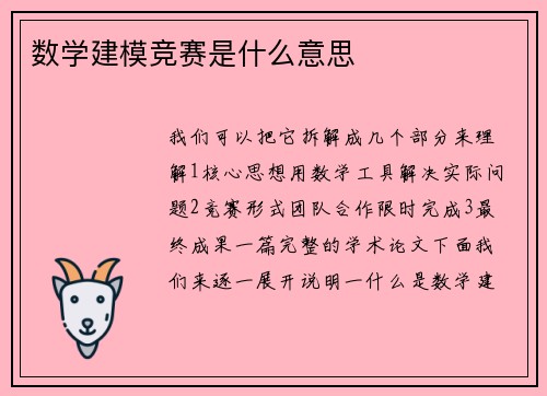 数学建模竞赛是什么意思